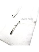 Billenő záras kis női bőr táska virágos fehér