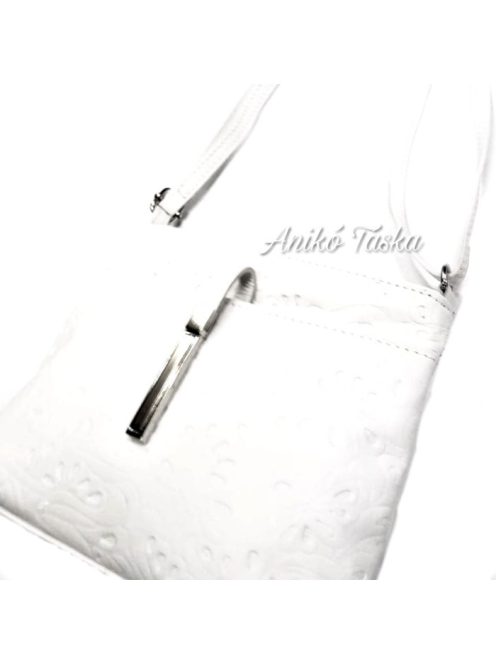 Billenő záras kis női bőr táska virágos fehér