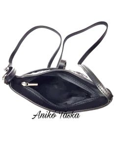 Billenő záras kis női bőr táska virágos kék