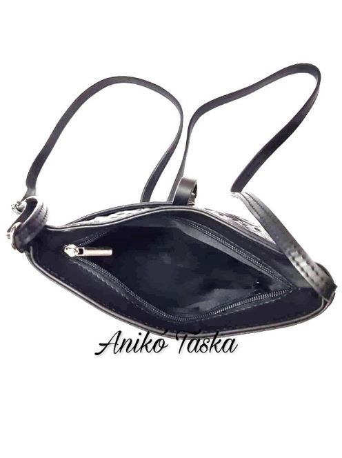 Billenő záras kis női bőr táska virágos kék