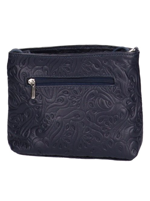 Billenő záras kis női bőr táska virágos kék