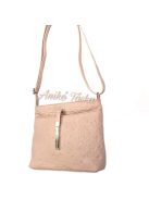 Billenő záras kis női bőr táska virágos púderrózsaszín 