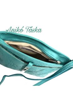 Billenő záras kis női bőr táska virágos türkiz