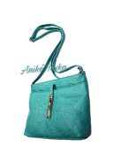 Billenő záras kis női bőr táska virágos türkiz