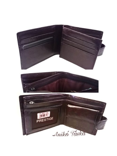 Prestige bőr férfi pénztátca kis kapcsos lapozós barna