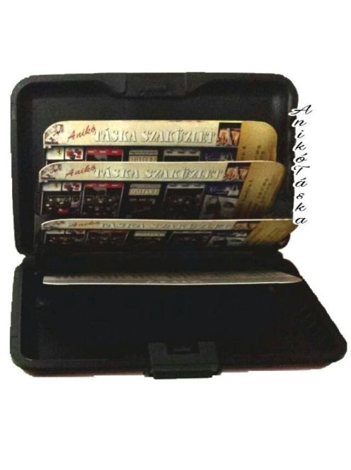 Fém kártyatartó bordás barna