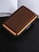 Fém kártyatartó bordás barna