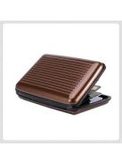 Fém kártyatartó bordás barna