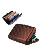 Fém kártyatartó bordás barna