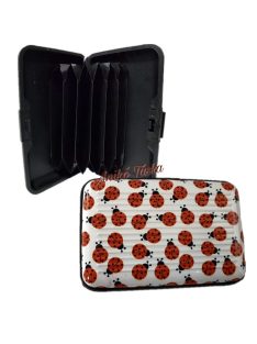 Fém kártyatartó bordás katicás