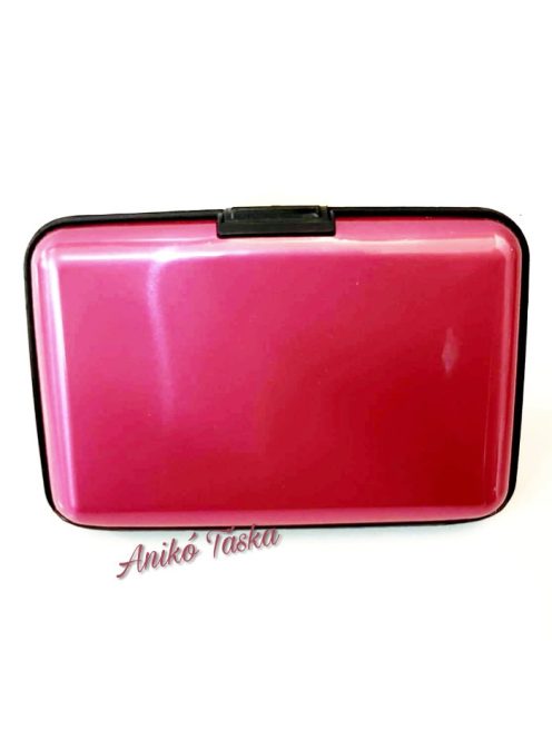 Fém kártyatartó bordás rózsaszín