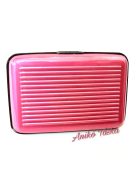 Fém kártyatartó bordás rózsaszín