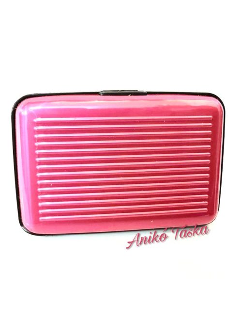 Fém kártyatartó bordás rózsaszín