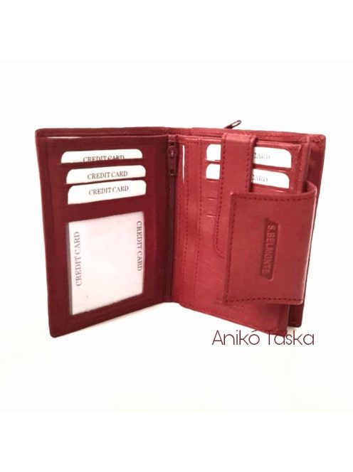 S. BELLMONTE kártyatartós belső patentos pénztárca piros