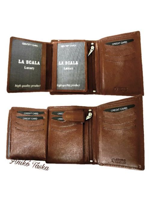 Álló fazonú bőr férfi irattárca barna LaScala
