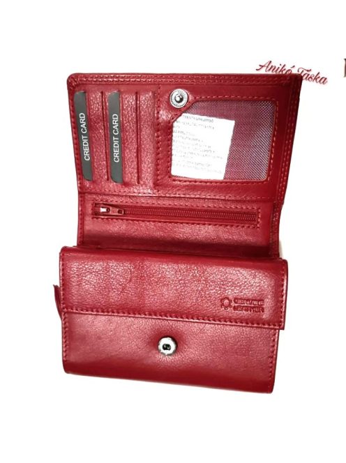 Fedeles bőr női pénztárca dupla aprópénztartóval piros La Scala