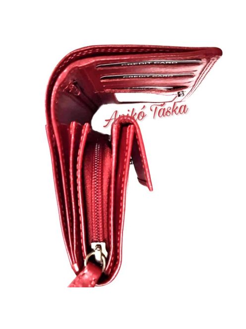 Fedeles bőr női pénztárca dupla aprópénztartóval piros La Scala