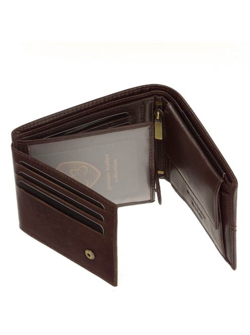 Férfi bőr pénztárca belül patentos sok kártyás barna Vester