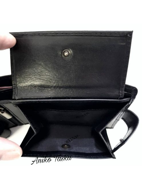 Férfi bőr pénztárca belül patentos sok kártyás fekete Vester