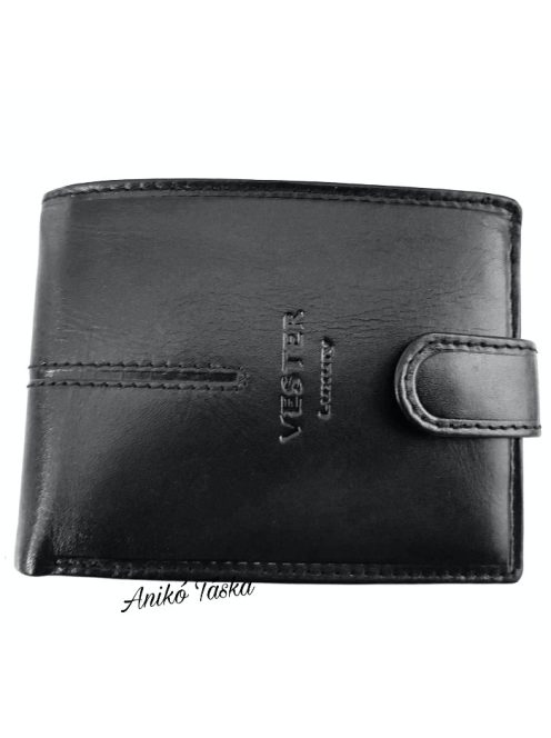Férfi bőr pénztárca belül patentos sok kártyás fekete Vester