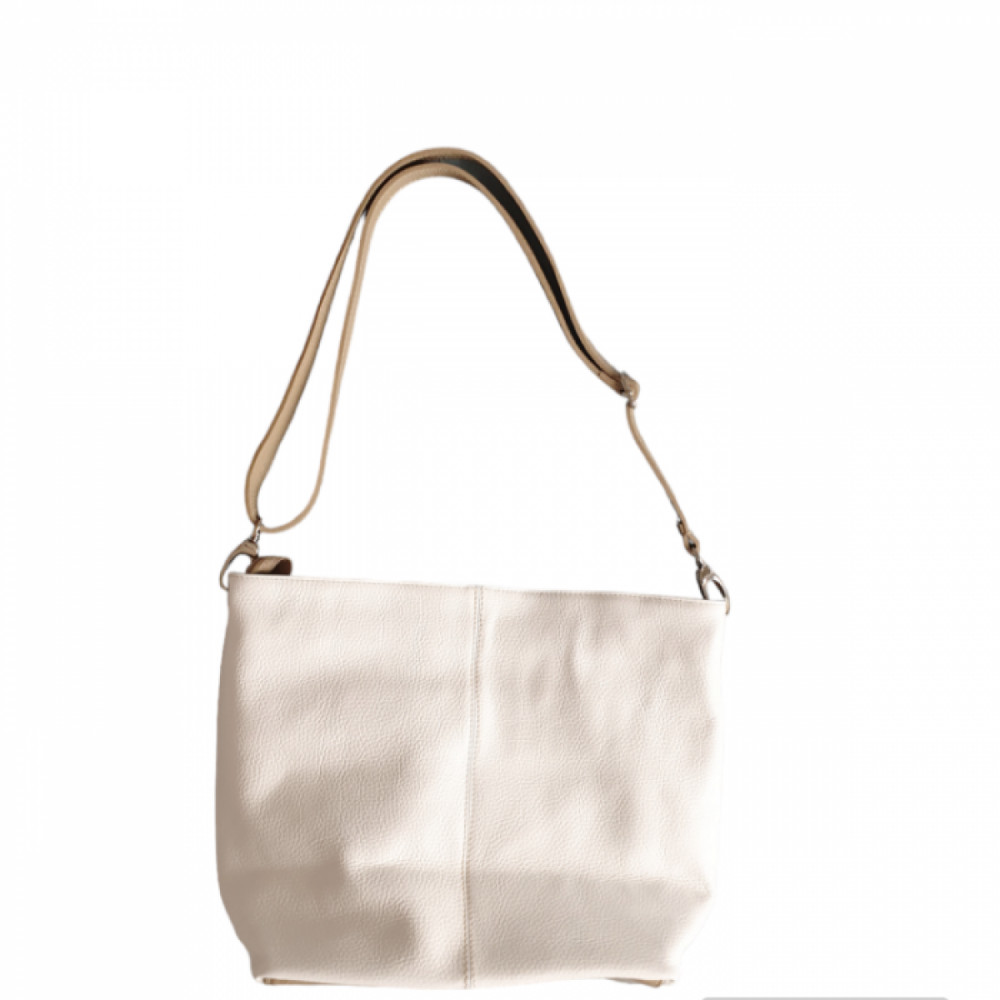 Olasz női bőrtáska egyszerű crossbody fehér bézs Olasz női bőrtáska egyszerű crossbody fehér bézs