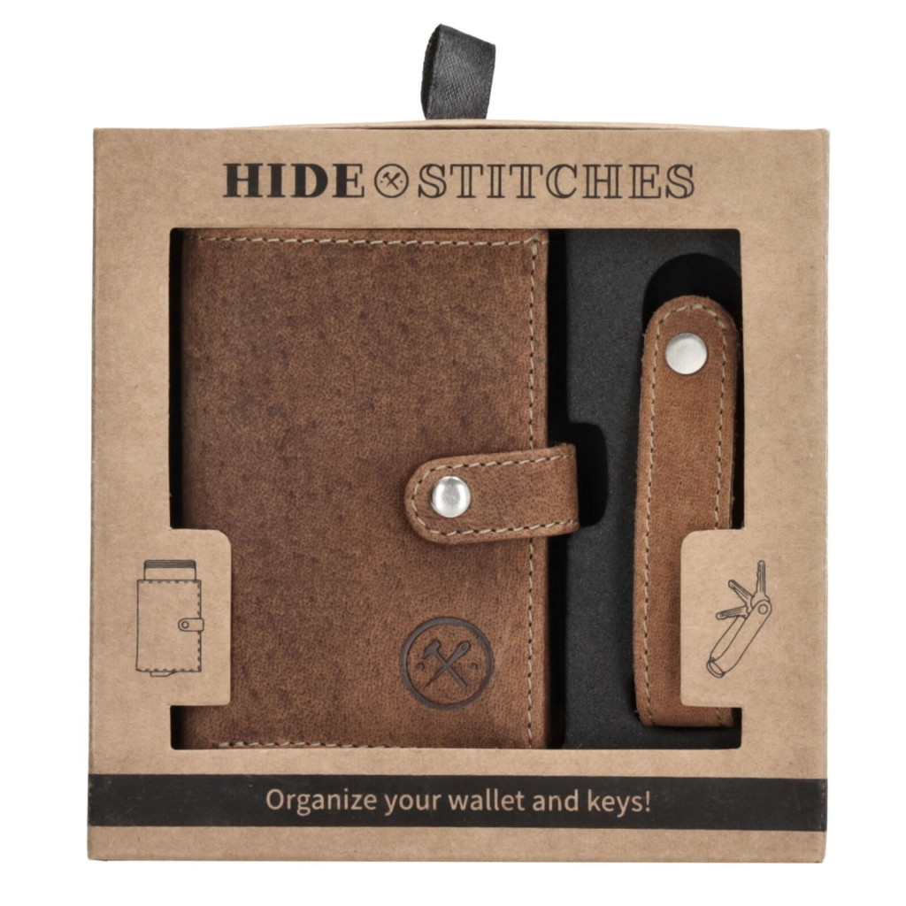 20208006 Hide and Stitches safety wallet ajándékdoboz barna